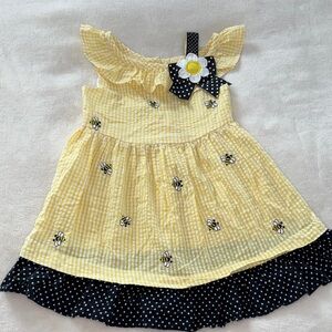 Counting Daisies Toddler Girl Yellow Bee Dress Size 3T